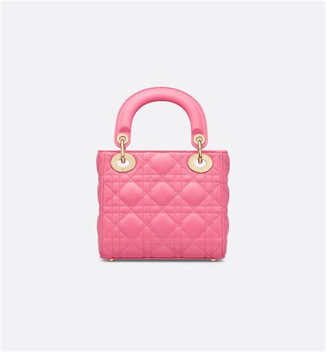 Mini Lady Dior Tasche Cannage Lammleder in Lila 